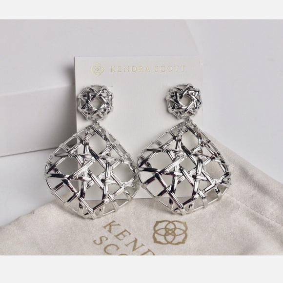 Kendra ScottNatalie Silver Statement EarringsBold Geometric Drop NWT
